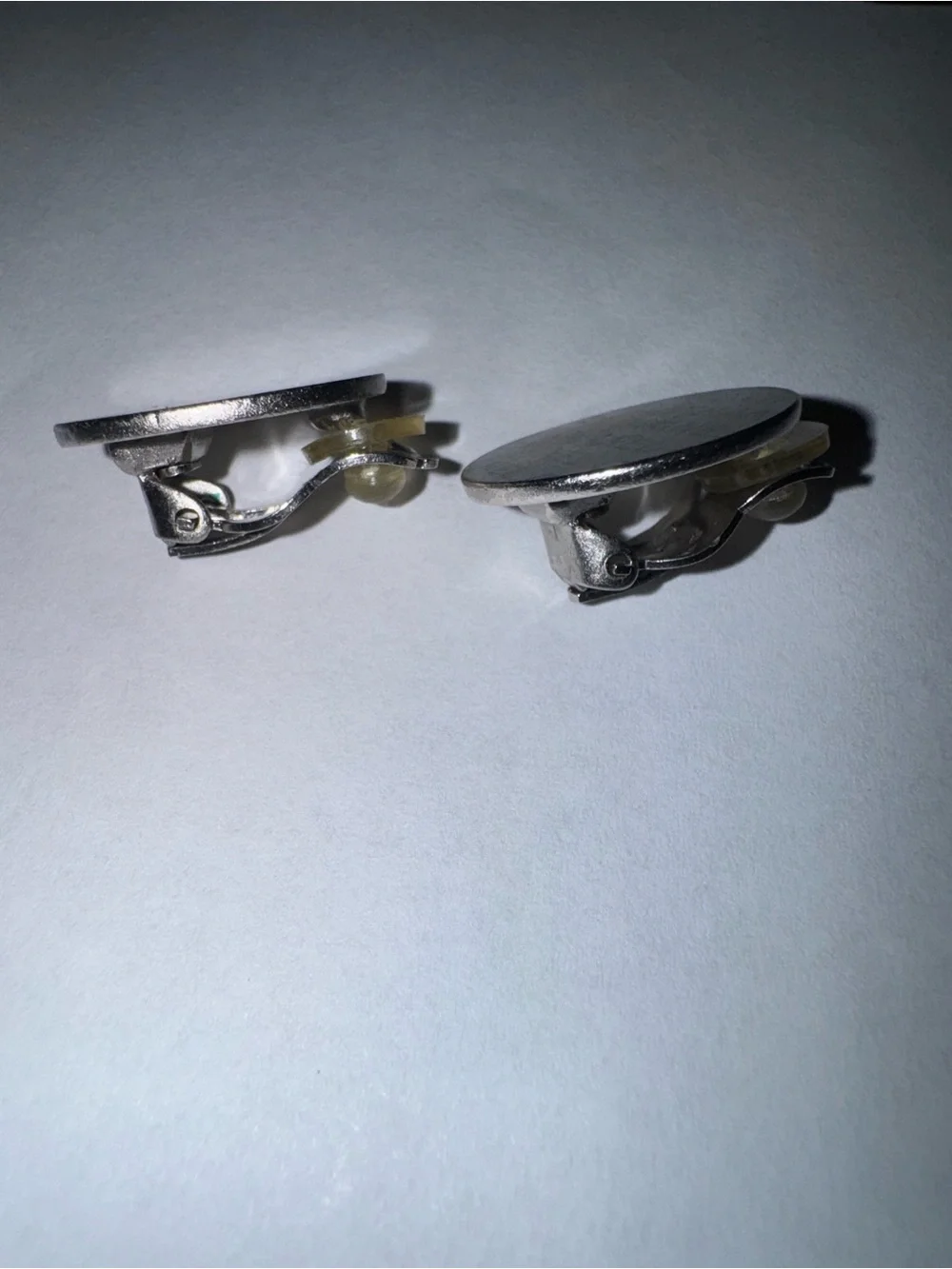 Chanel Vintage Round Print Logo Clip-On Earrings.